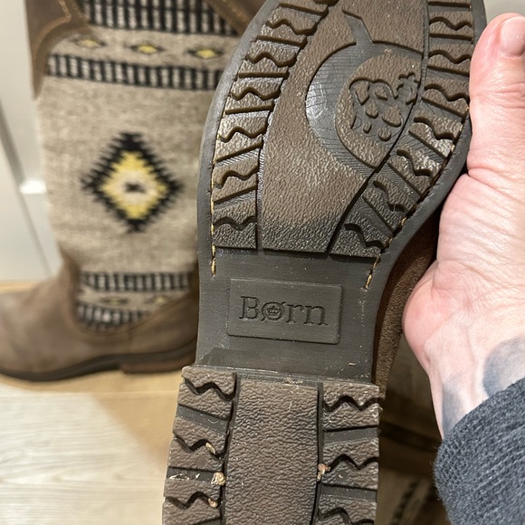 Born Brown Over the Knee Boots with Patterned Design - Picture 2 of 7